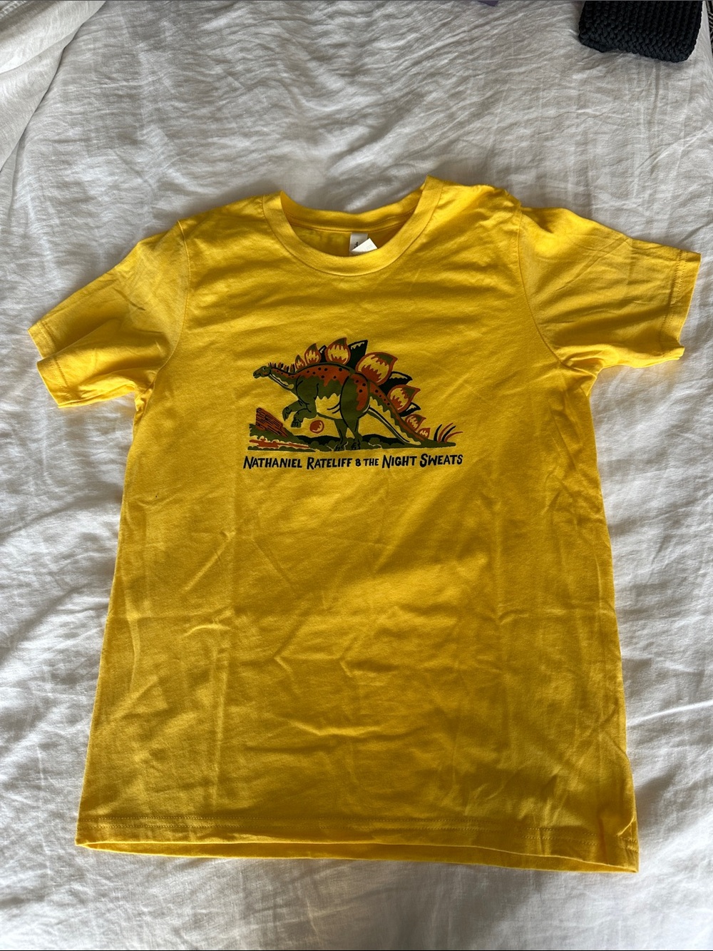 Bella Canvas Yellow Kids Short Sleeve Tee with Green & Orange Dinosaur Graphic
